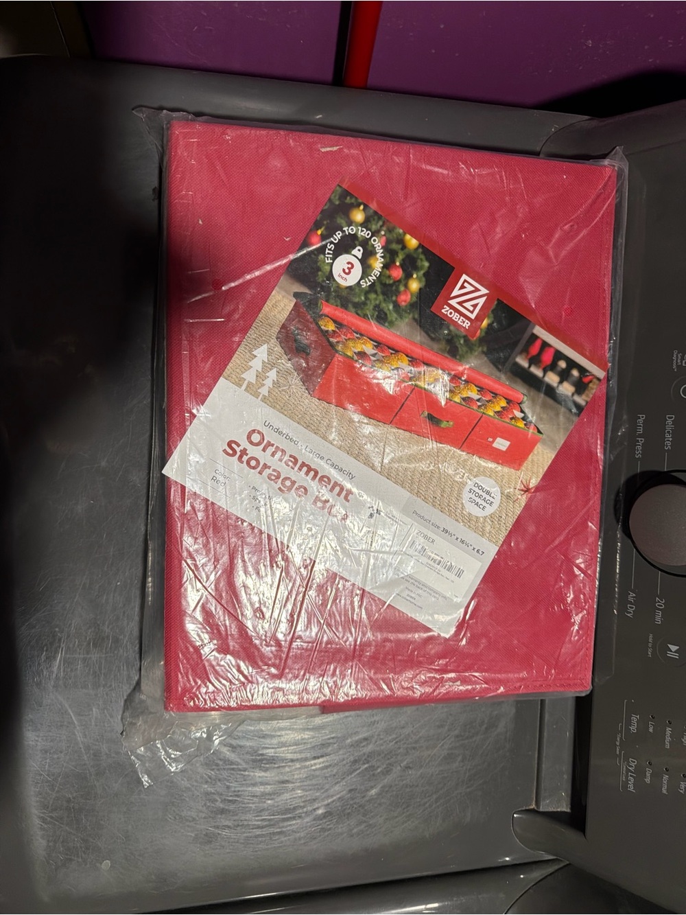 Red Ornament Storage Box - Holiday Decoration Organizer